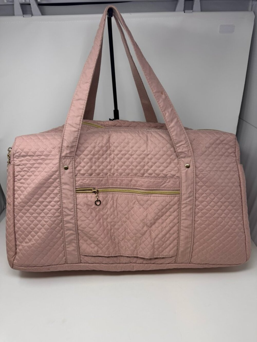 BAGSMART LARGE QUILTED WEEKENDER TRAVEL DUFFLE BAG BLUSH PINK